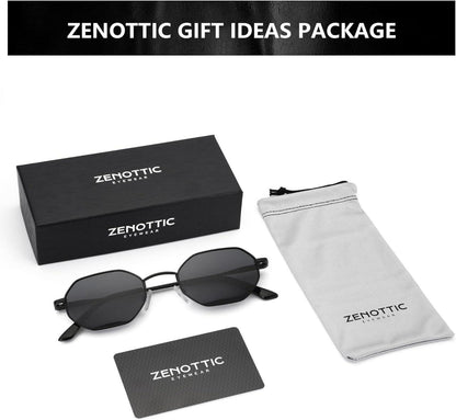 ZENOTTIC Achteckige Mini Sonnenbrille Vintage Polarisiert Metall UV400