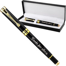 Dankeschön Geschenk Kugelschreiber mit Gravur Schwarz Gold