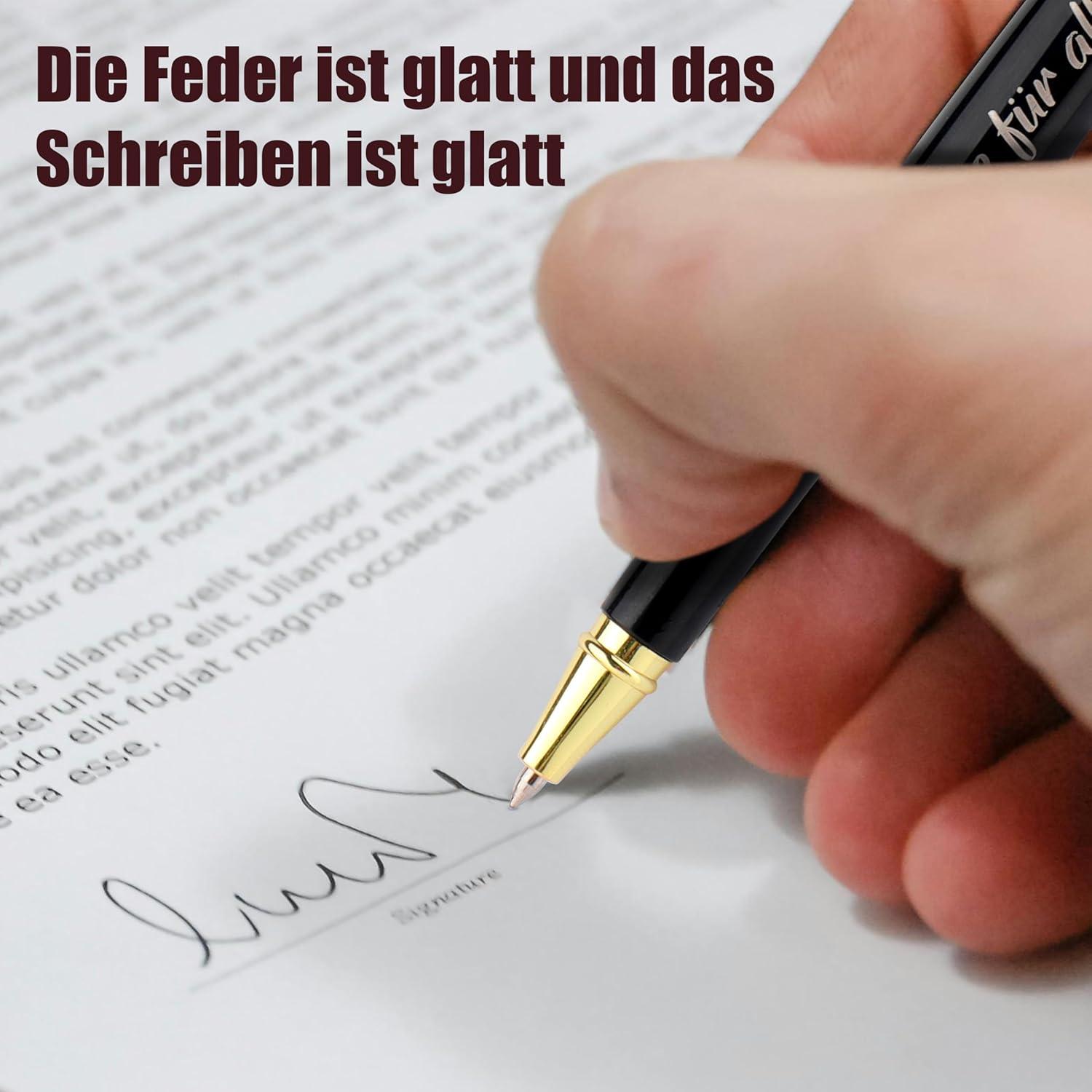 Dankeschön Geschenk Kugelschreiber mit Gravur Schwarz Gold