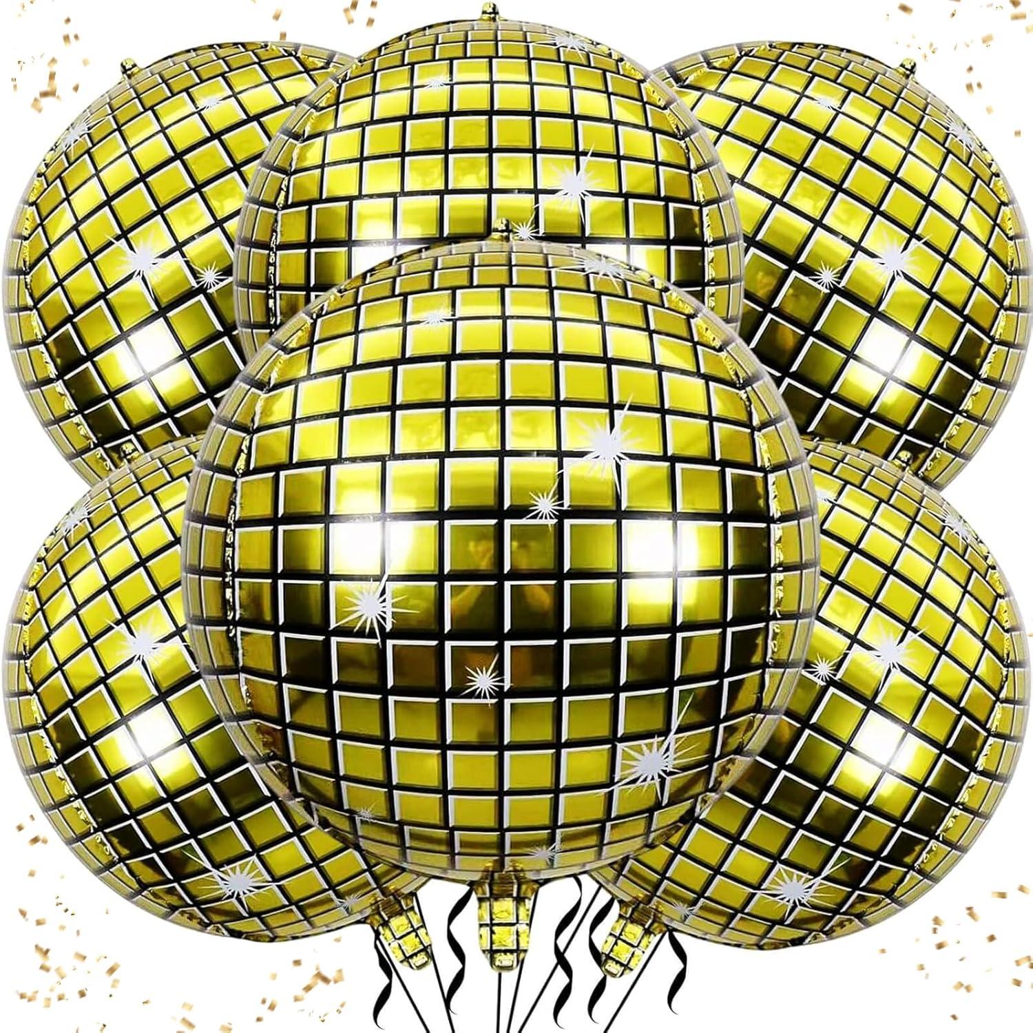 Discokugel Luftballon Gold 22 Zoll Party Deko Ballons 6 Stück