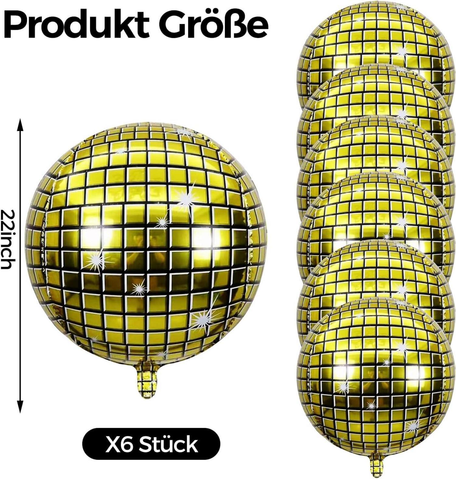 Discokugel Luftballon 22 Zoll Gold 6 Stück für 70 80 90er