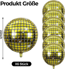 Discokugel Luftballon 22 Zoll Gold 6 Stück für 70 80 90er