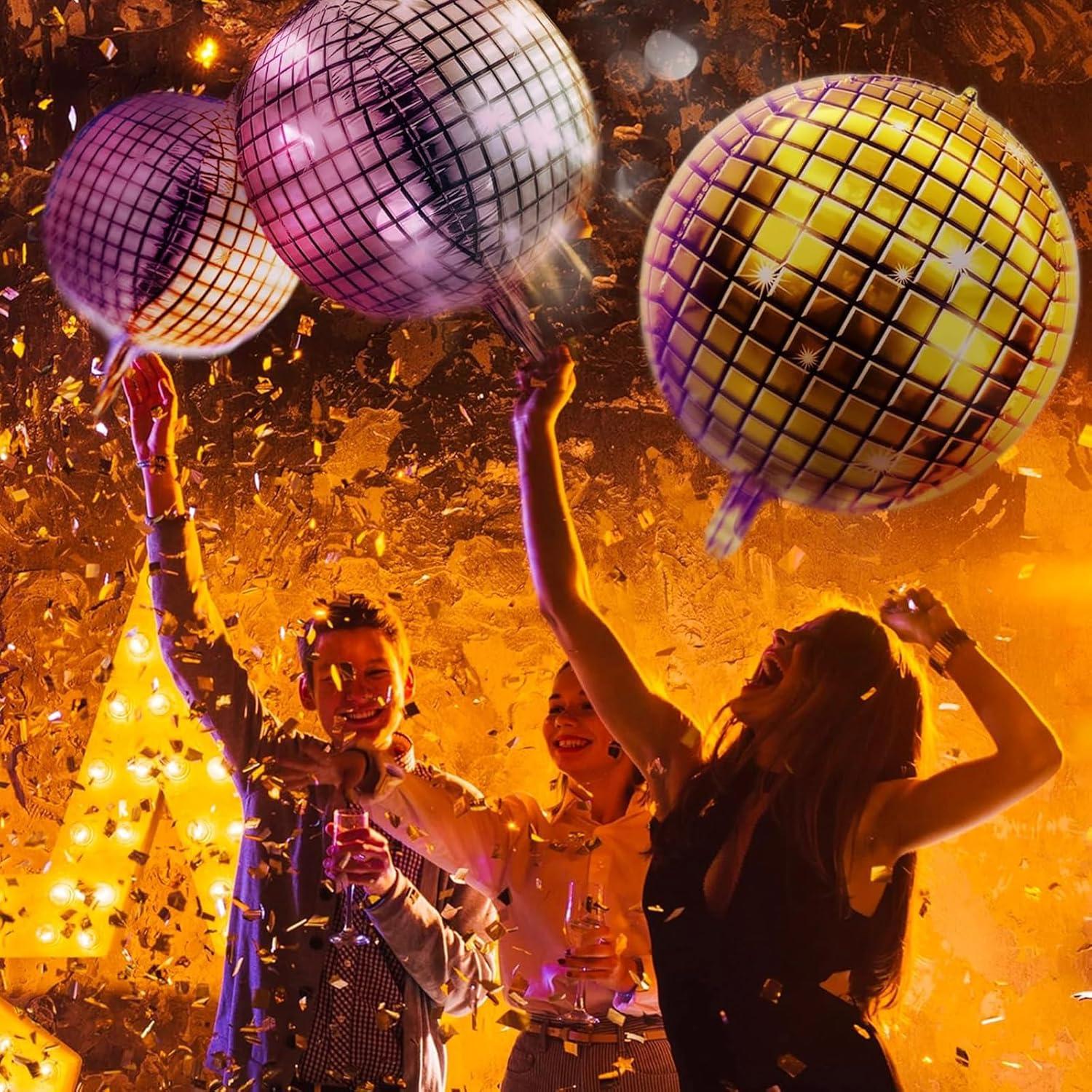 Discokugel Luftballon Gold 22 Zoll Party Deko Ballons 6 Stück
