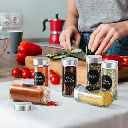 24 Gewürzgläser Edelstahldeckel Streueinsatz Organizer