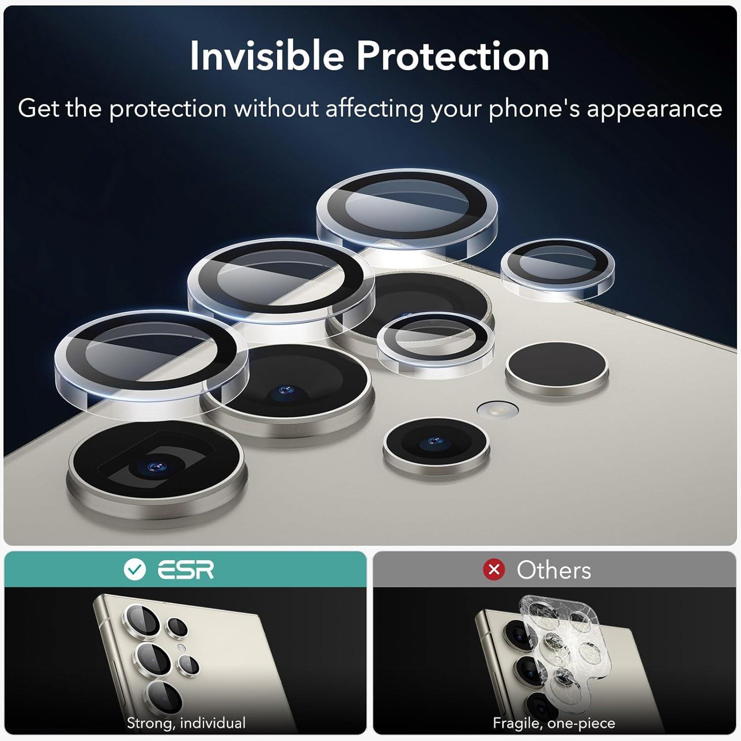 ESR Samsung Galaxy S24 Ultra Kameraschutz, kratzfestes Glas, 2 Set, Klar
