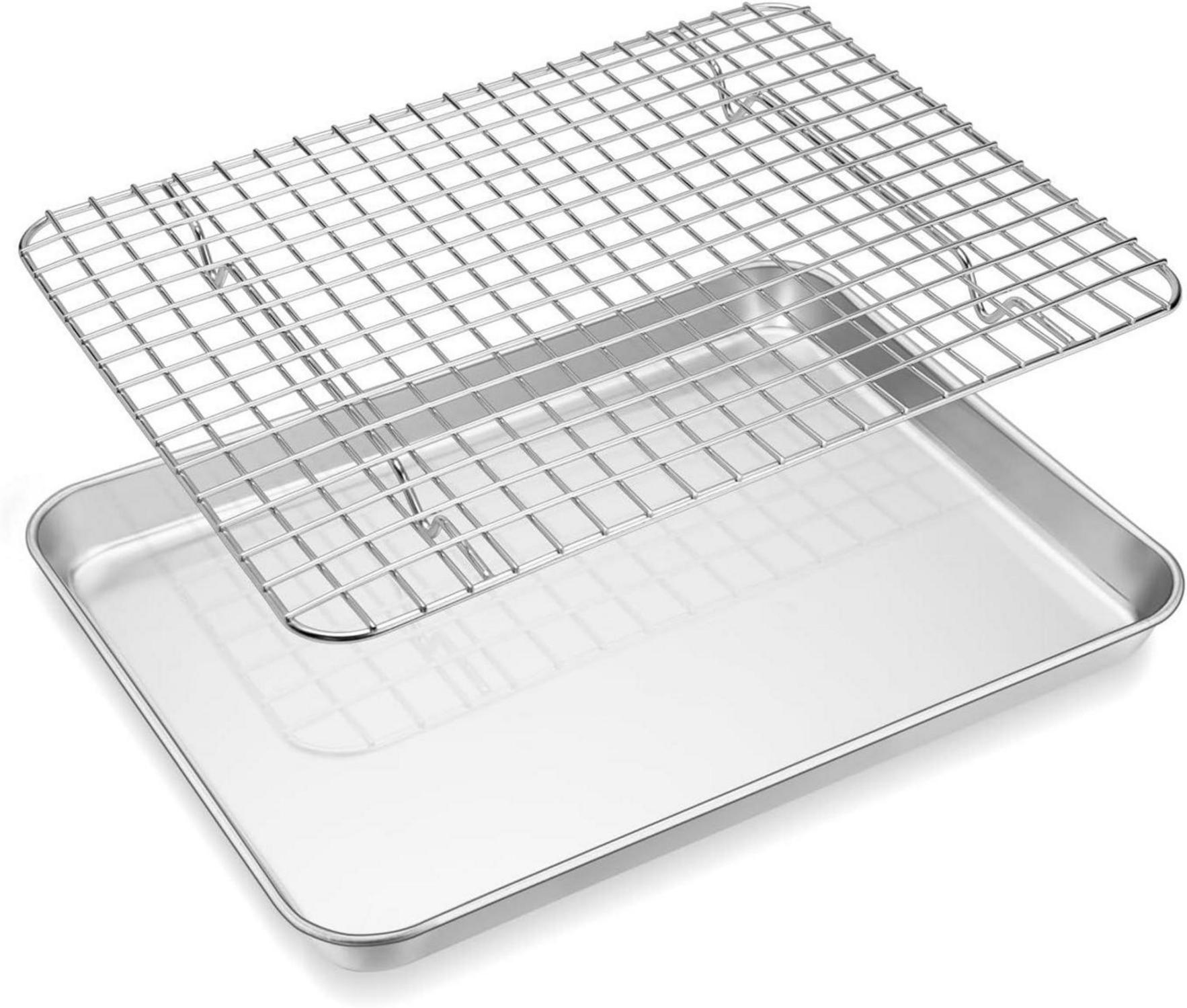 Backblech Abkühlgitter Edelstahl Set Rechteckig 31,4x24,6x2,5cm