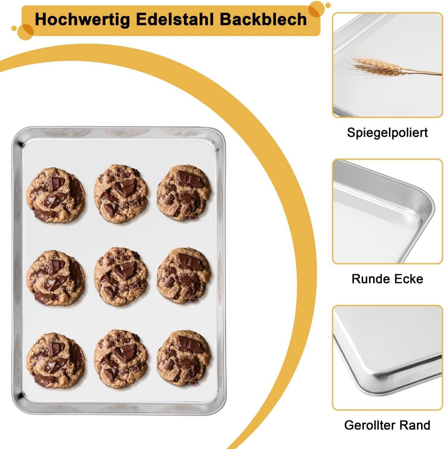 Backblech Abkühlgitter Edelstahl Set Rechteckig 31,4x24,6x2,5cm