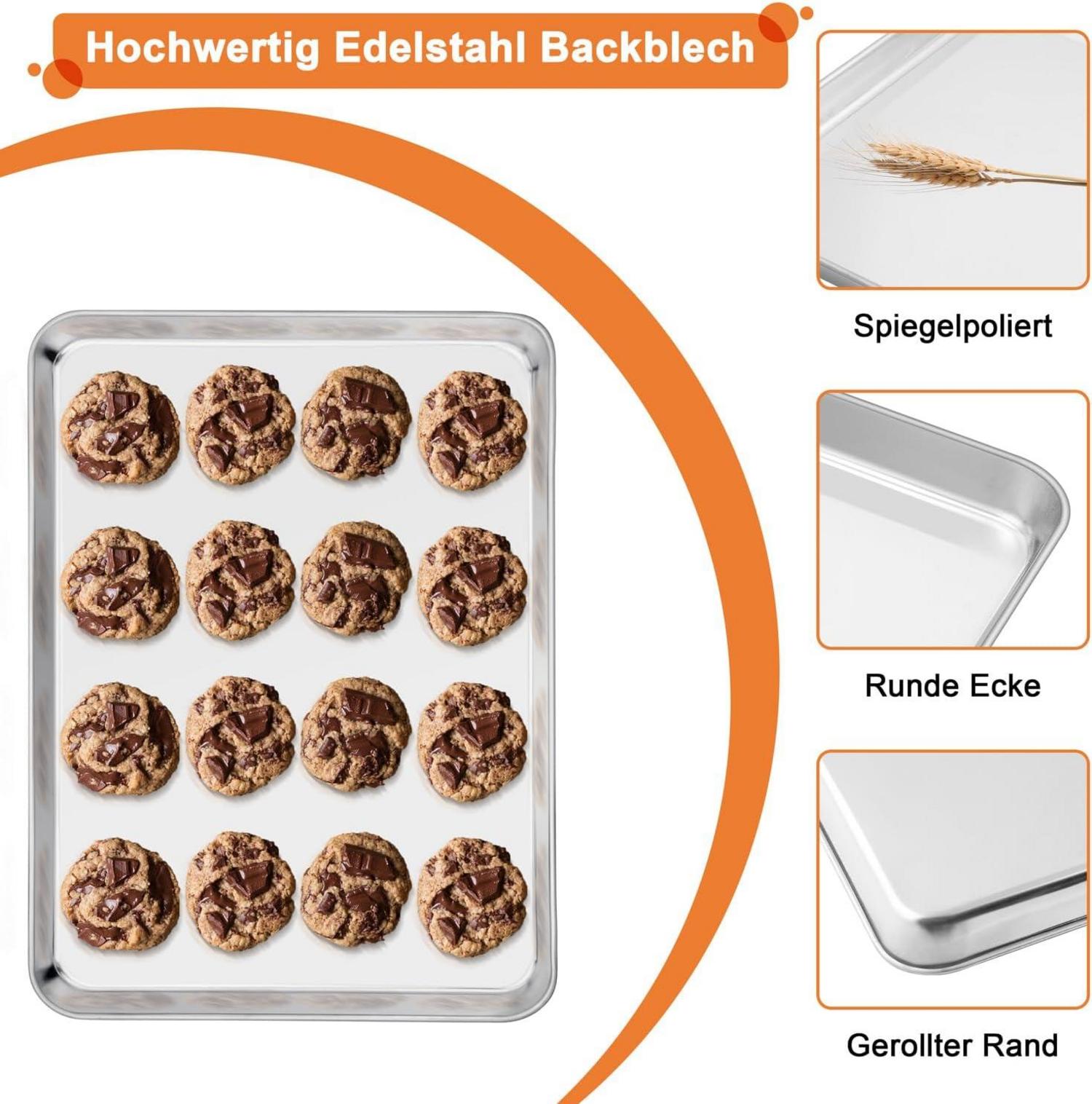 Onader Backblech Abkühlgitter 40,5x30,5x2,5cm Edelstahl Set