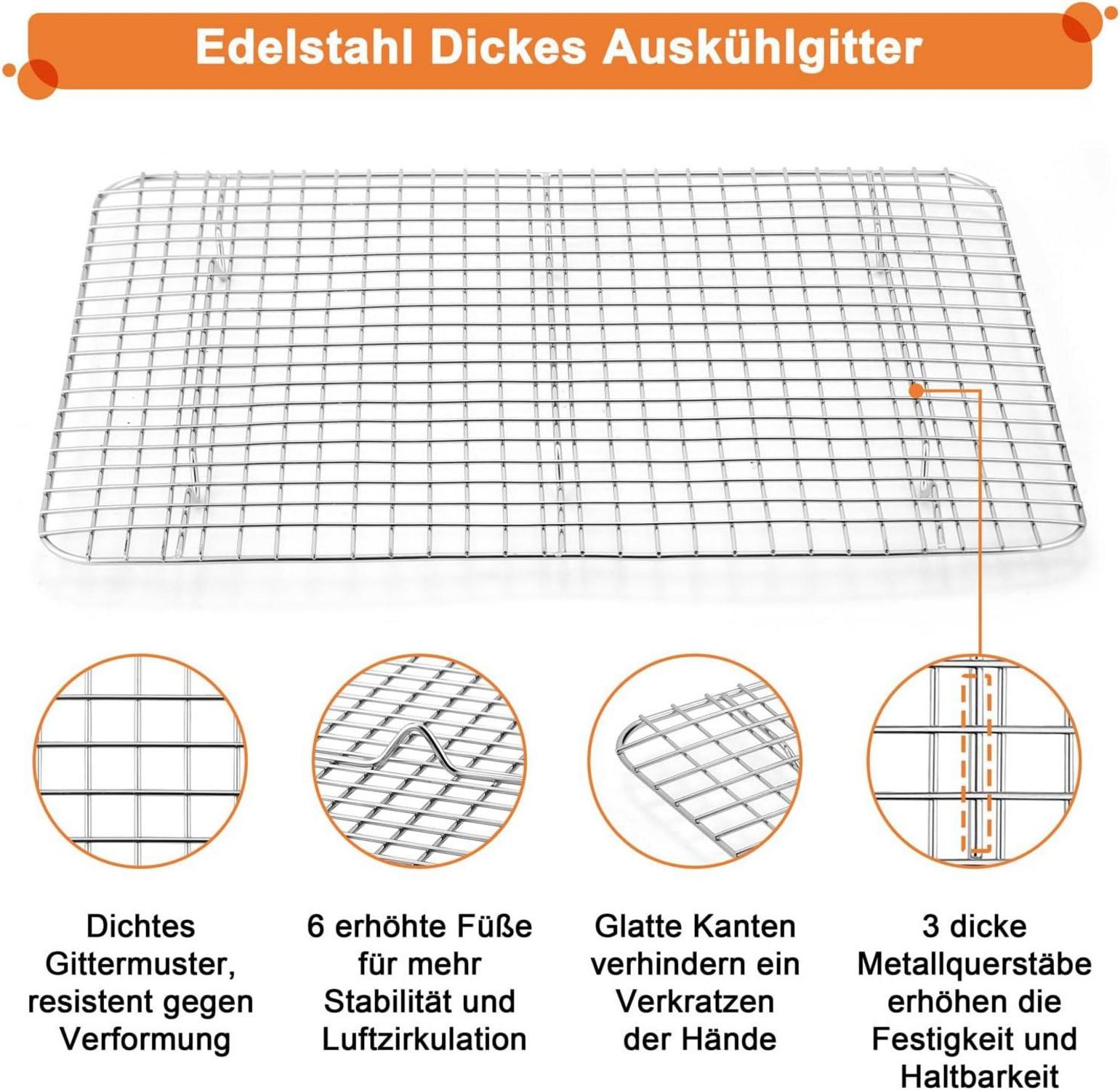 Onader Backblech Abkühlgitter Edelstahl Set Groß 40,5x30,5x2,5cm