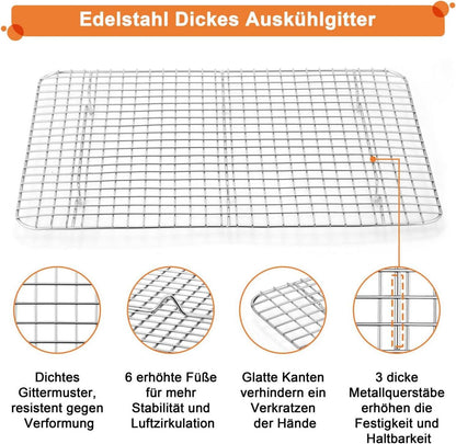 Onader Backblech Abkühlgitter Edelstahl Set Groß 40,5x30,5x2,5cm