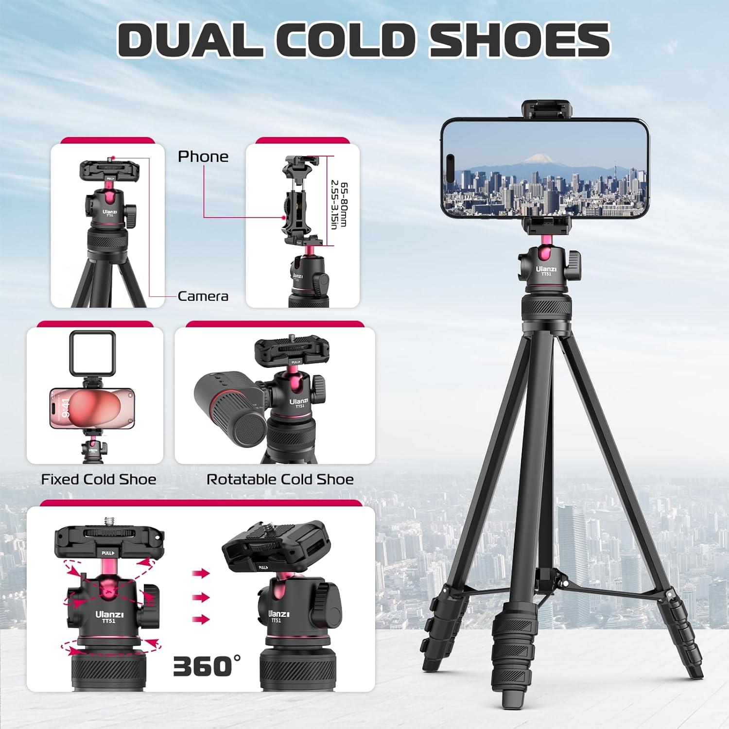 Handy Stativ mit Fernbedienung 360° Kugelkopf Cold Shoe bis