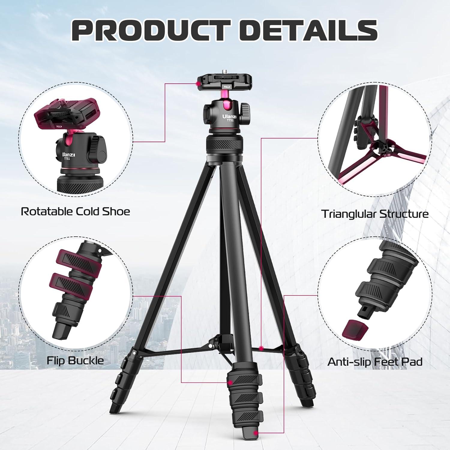 Handy Stativ TT51 mit Fernbedienung Kugelkopf Cold Shoe bis 138cm