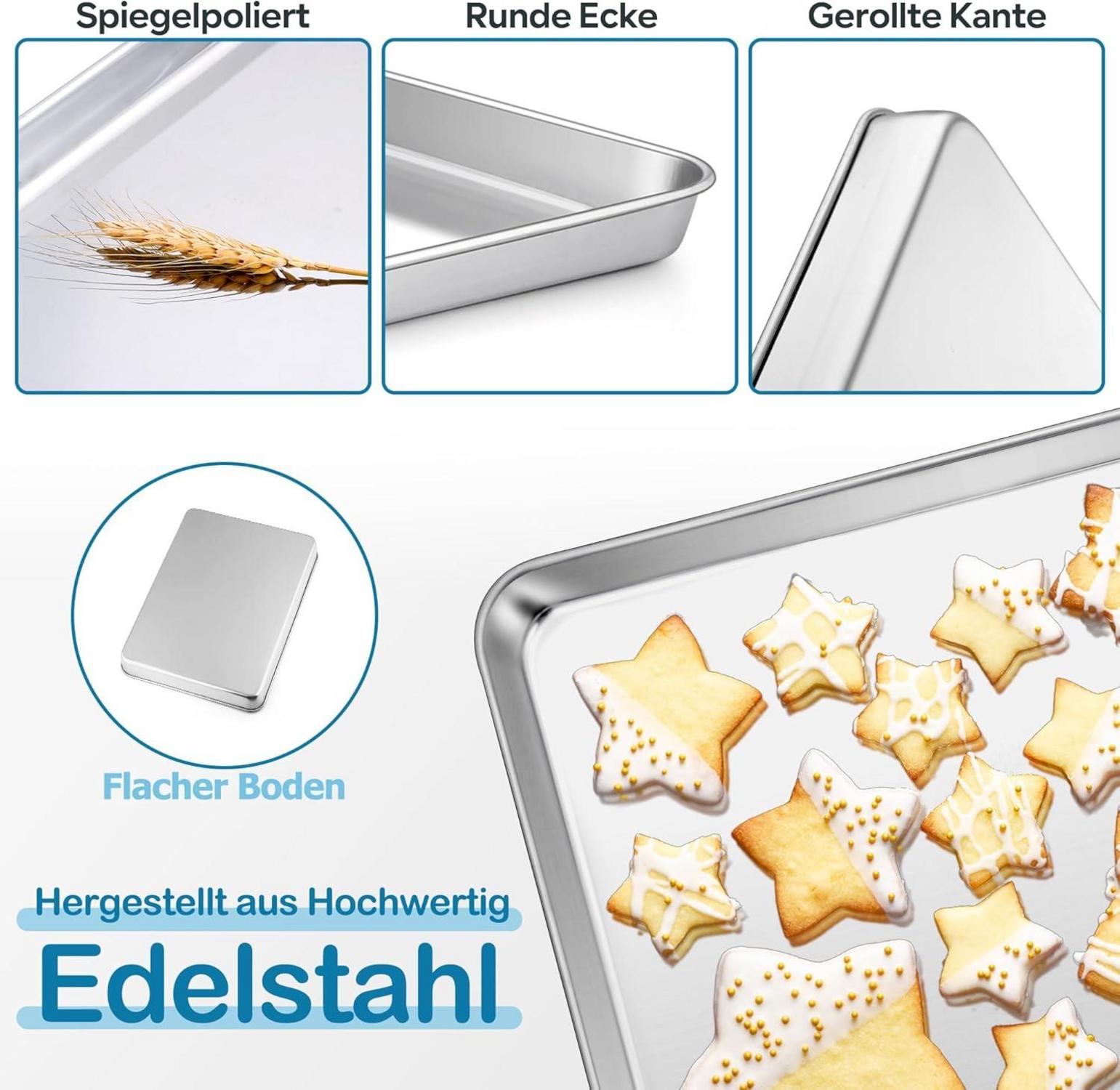 Backblech Edelstahl Rechteckig Ofenblech 26,5x20,5x2,5cm