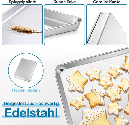 Backblech Edelstahl Rechteckig Ofenblech 26,5x20,5x2,5cm