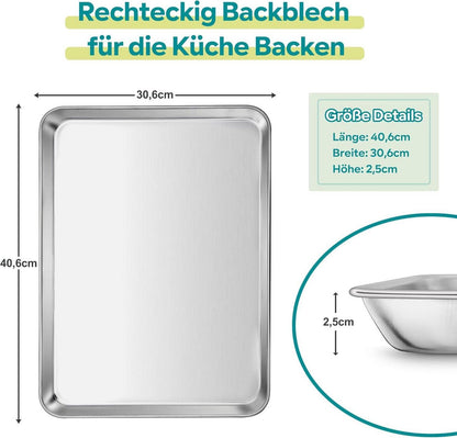 Edelstahl Backblech Rechteckig 40,6x30,6x2,5cm
