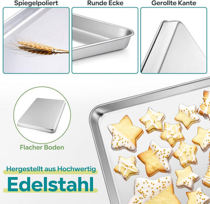 Edelstahl Backblech Groß zum Backen Braten 40,6x30,6x2,5cm