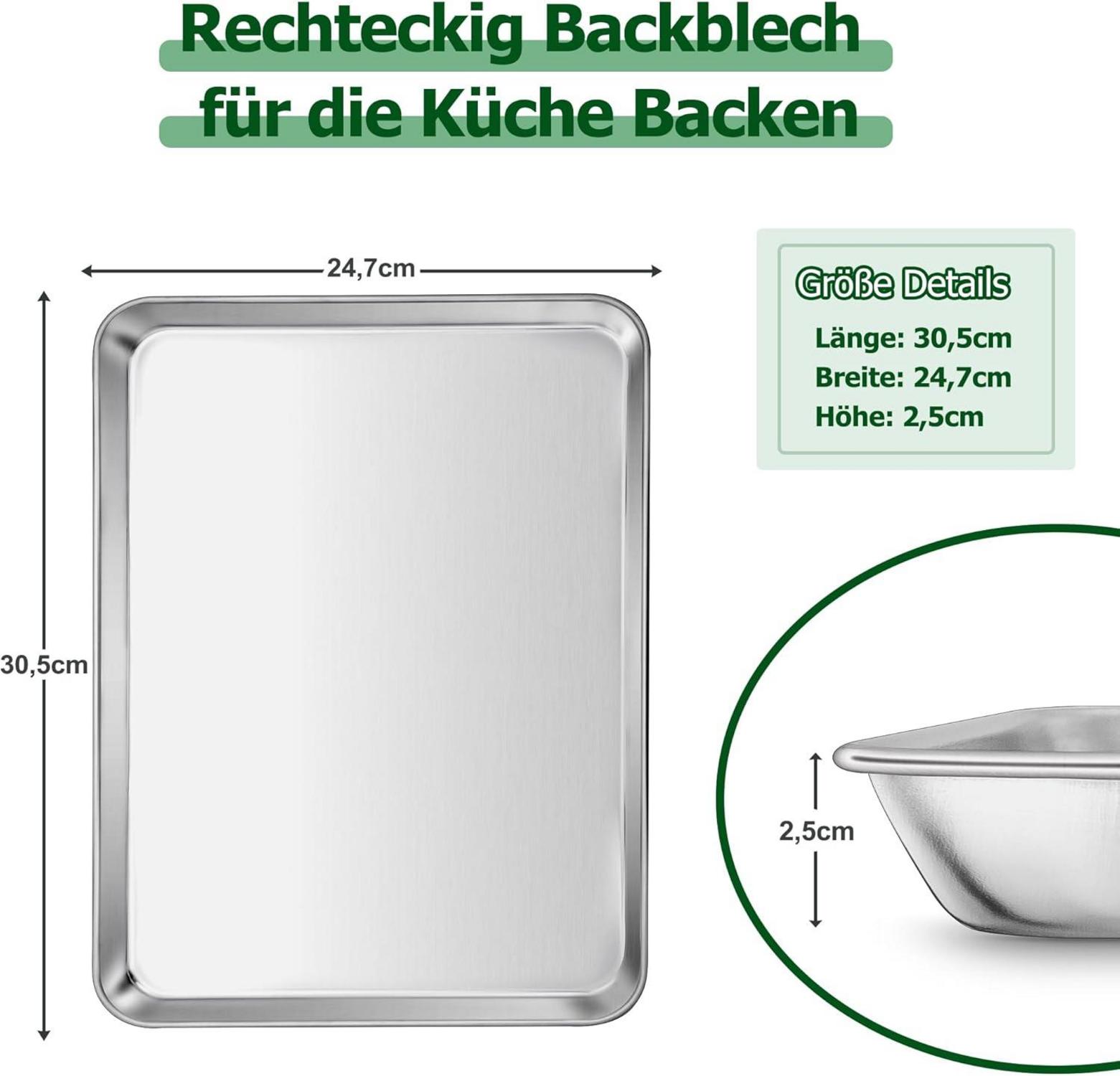 Homikit Edelstahl Backblech 30,5x24,7x2,5cm