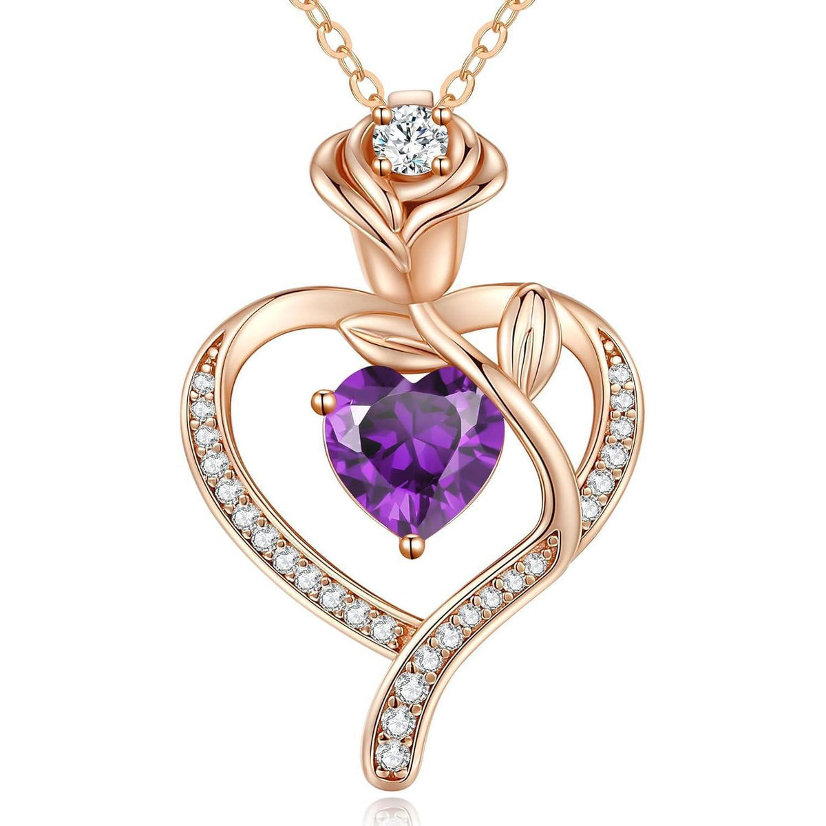 Herz Halskette Damen Rosegold mit Geburtsstein Sterling Silber 925