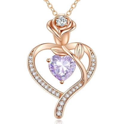 Herz Halskette Rosegold mit Geburtsstein aus 925 Sterling Silber