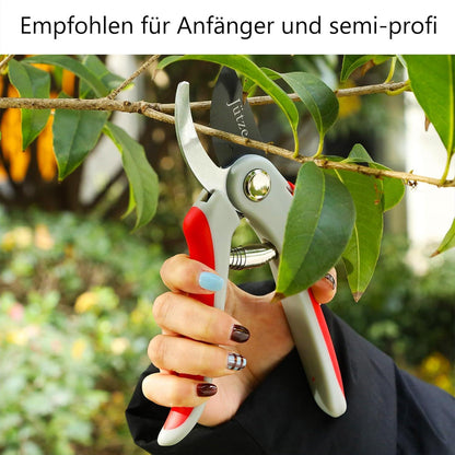 Jütze Gartenscheren Rosenschere mit Bypass-Schneide, Baumscheren Rebenschere SK5 Stahl-Klingen 20,5 cm