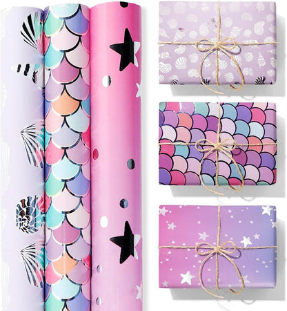 Meerjungfrau Geschenkpapier Geburtstag 3 Rollen 43cm x 3m