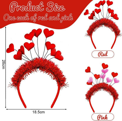Valentinstag Rote Herz Kopf Boppers 2er Set Haarreif Stirnbänder Sparkle