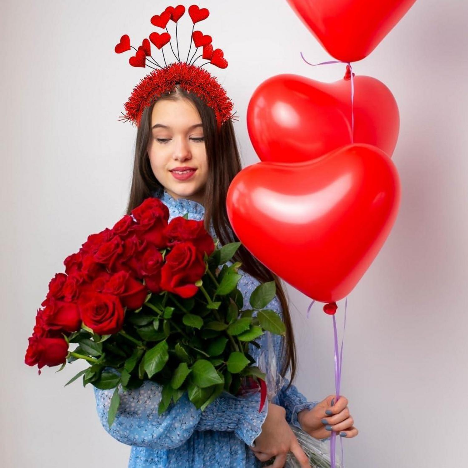 Valentinstag Rote Herz Stirnbänder 2 Stück Pailletten Haarreif Set