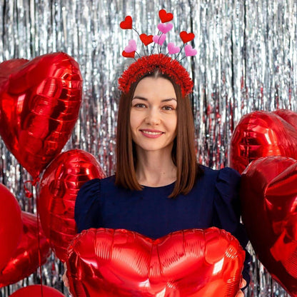 Valentinstag Rote Herz Stirnbänder 2 Stück Pailletten Haarreif Set
