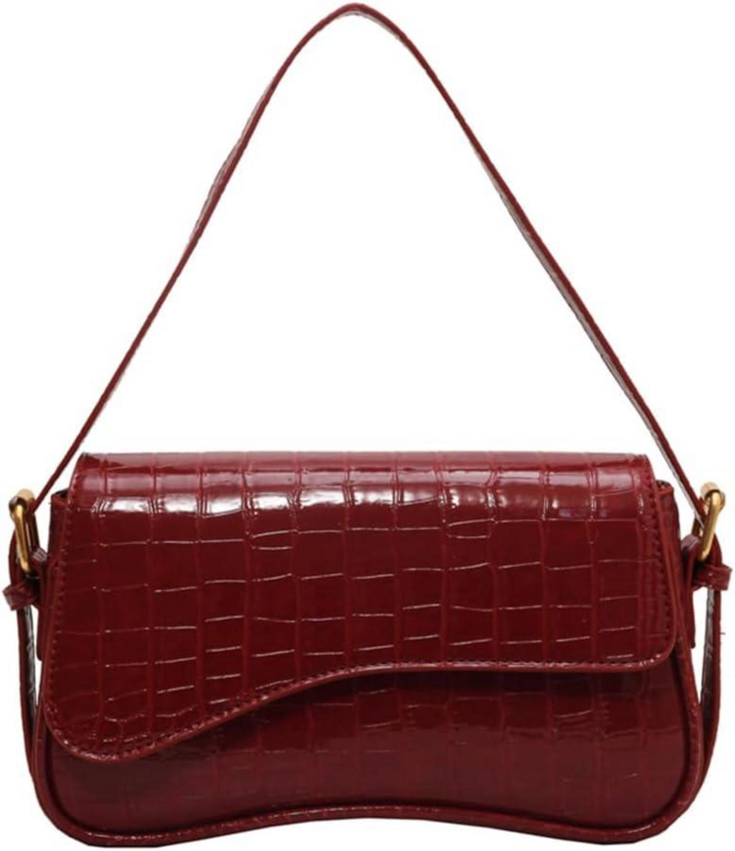 Vintage PU Leder Handtasche mit Reißverschluss, Shoulder Bag Hobo Bag