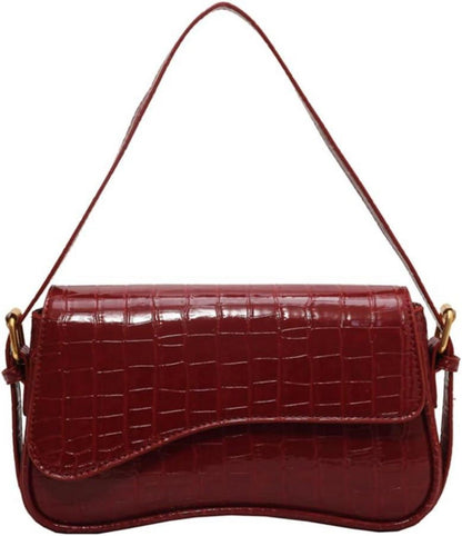 Vintage PU Leder Handtasche mit Reißverschluss, Shoulder Bag Hobo Bag