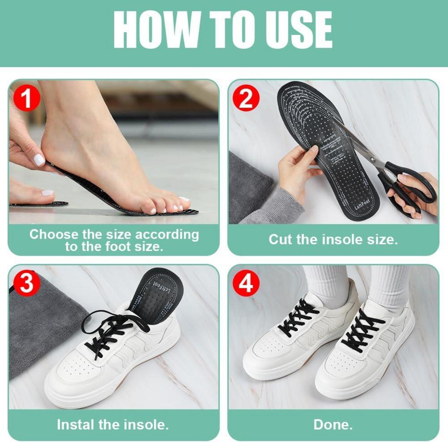 Aktivkohle Einlegesohlen 4 Paar Hygienische Schuheinlagen Sneaker StiefelBequem