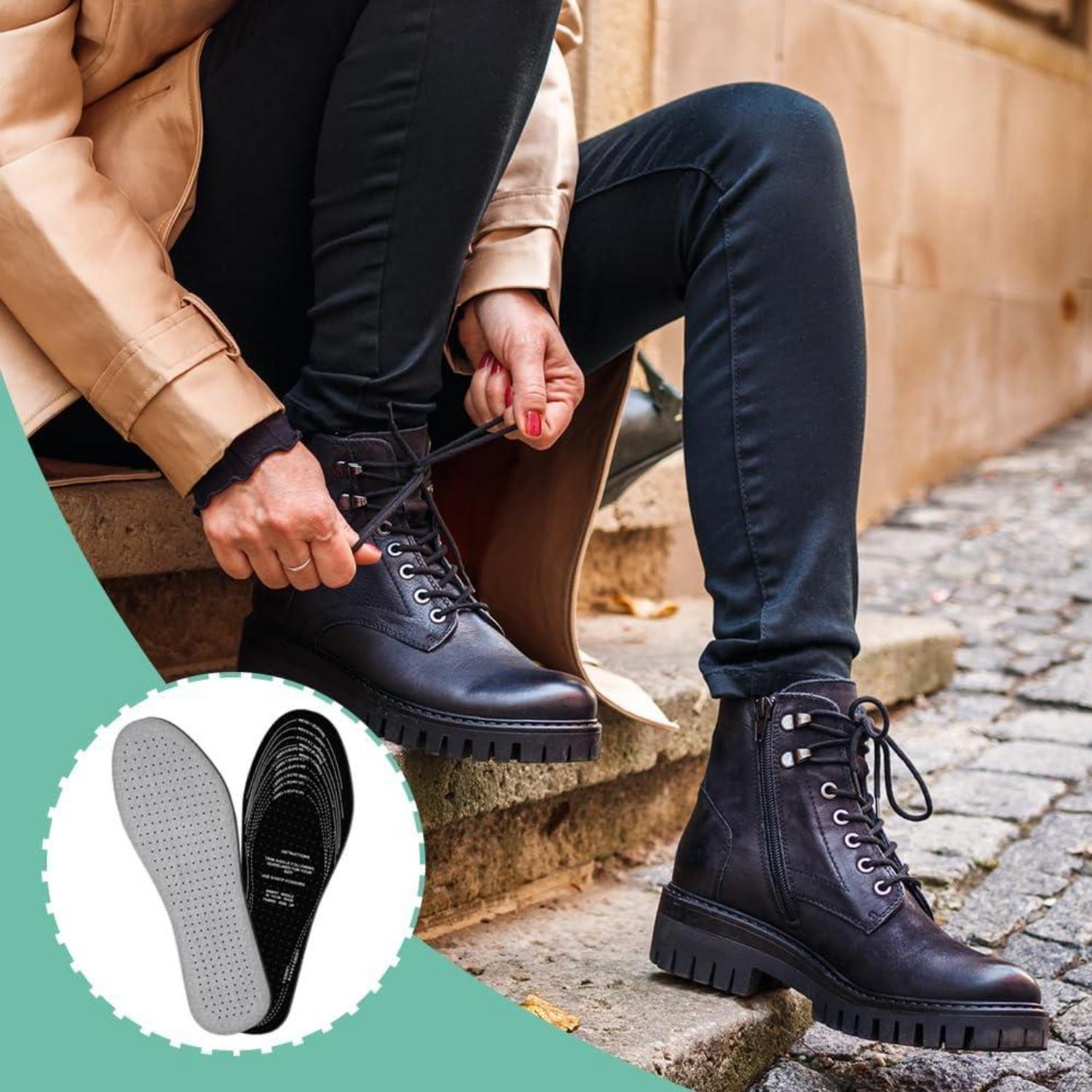 4 Paar Aktivkohle Einlegesohlen für Sneaker Stiefel Wanderschuhe