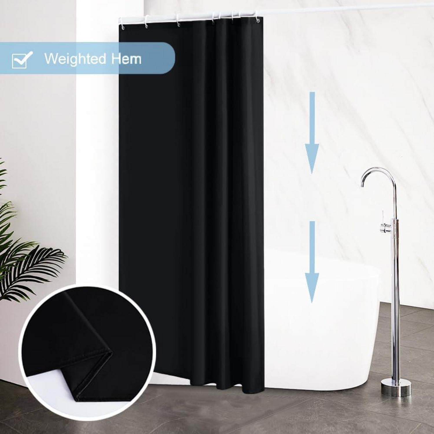 Schmaler Duschvorhang Schwarz 100x180 Eck Badewanne Polyester Stoff Waschbar