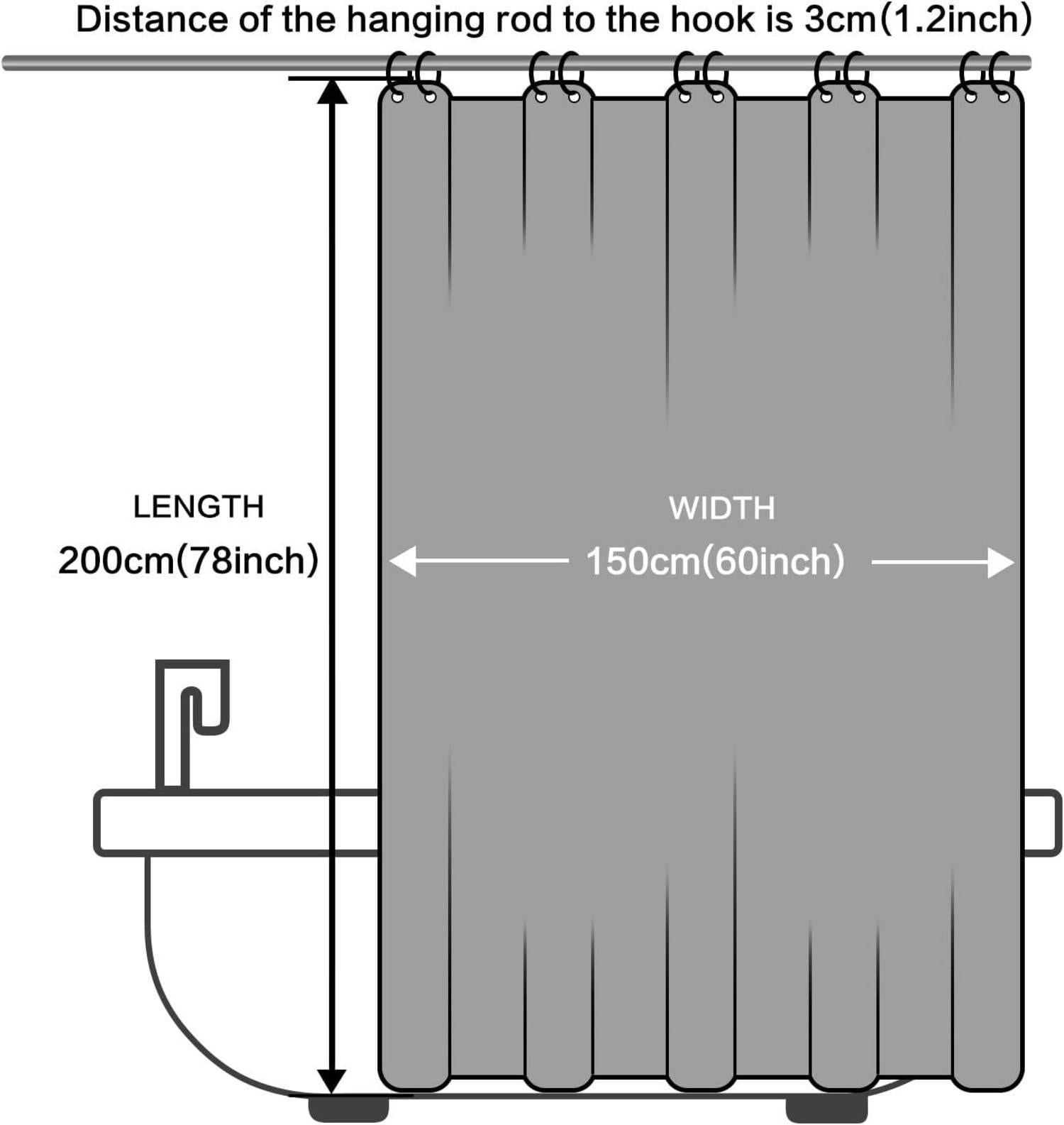 Duschvorhang 150x200cm Antischimmel Waschbar Beige Polyester Stoff