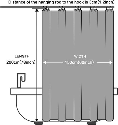 Duschvorhang 150x200cm Antischimmel Waschbar Beige Polyester Stoff