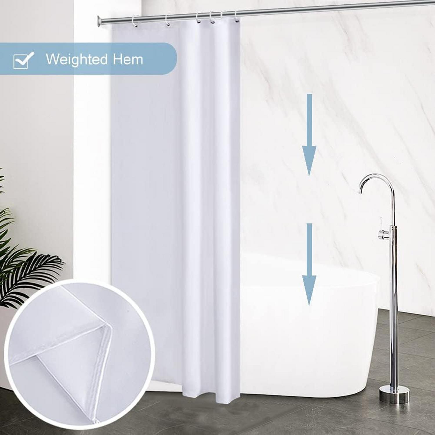 Modernes Furlinic Duschvorhang-Set Weiß 150x200 Stoff Badewanne Textil Robust
