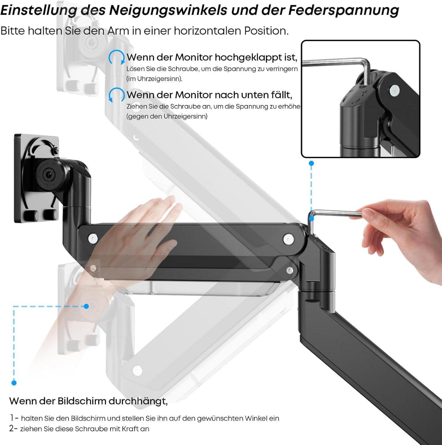 Monitor Halterung 17-57 Zoll Gasfeder Aluminium Premium VESA 200x200