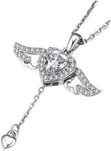 Moissanit Halskette Damen 925 Silber Anhänger Engelsflügel