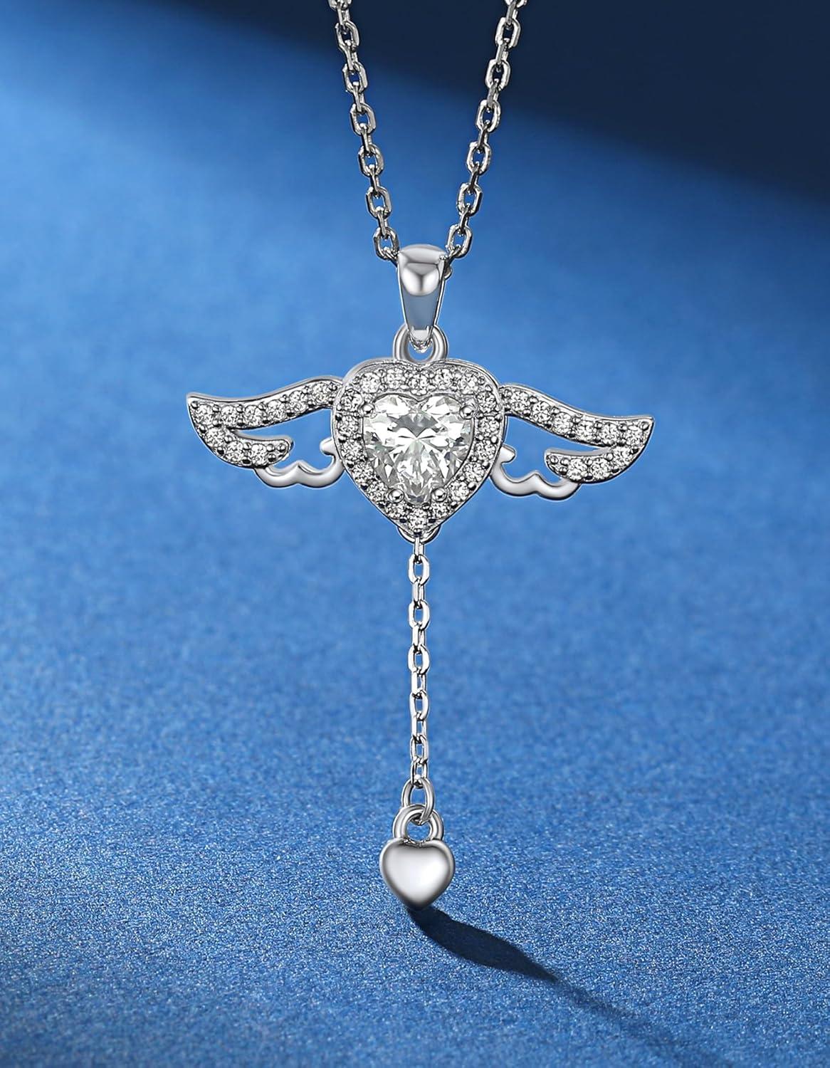 MomentWish Damen Halskette 1 Karat Moissanite 925 Silber Anhänger Valentinstag Geschenk