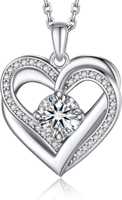 Moissanite Herz Halskette Silber 925 Anhänger Rose Herz Personalisiert