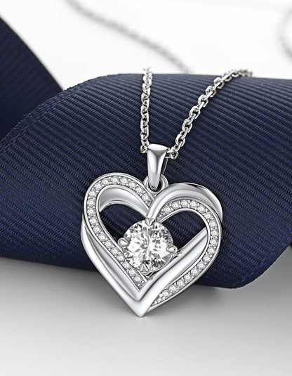 Moissanite Herz Halskette 1 Karat 925 Silber Anhänger Rose Geschenkbox