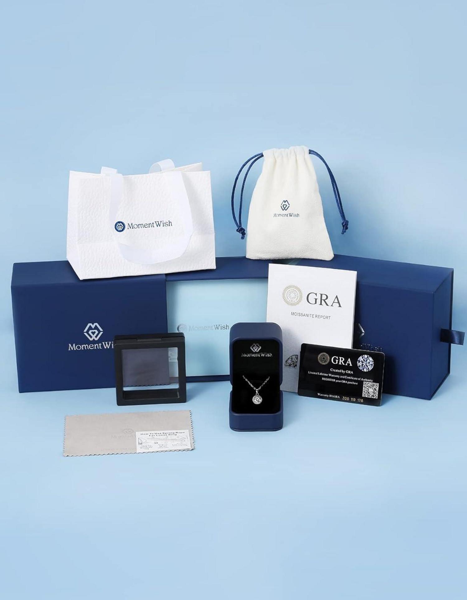 Moissanit Herz Halskette 1 Karat Silber 925 Damen Anhänger Herz Rose Box