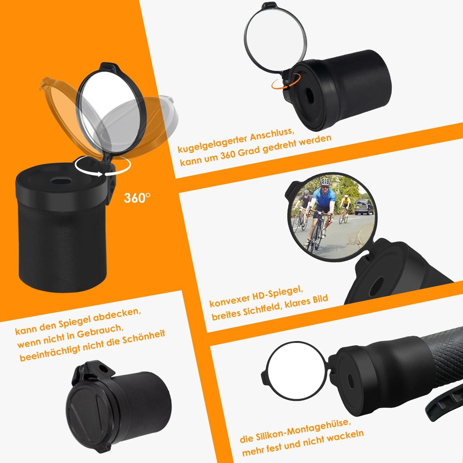 Fahrradspiegel für Lenker, Mini Rückspiegel klappbar, universal für