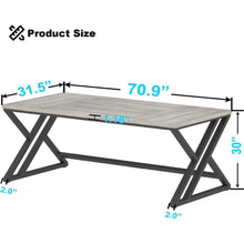 Großer Schreibtisch 180x80cm Grau Eiche mit Metallgestell