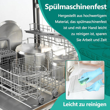Homikit Edelstahl Auskühlgitter 2er Set 39x28,7x2cm Spülmaschinenfest