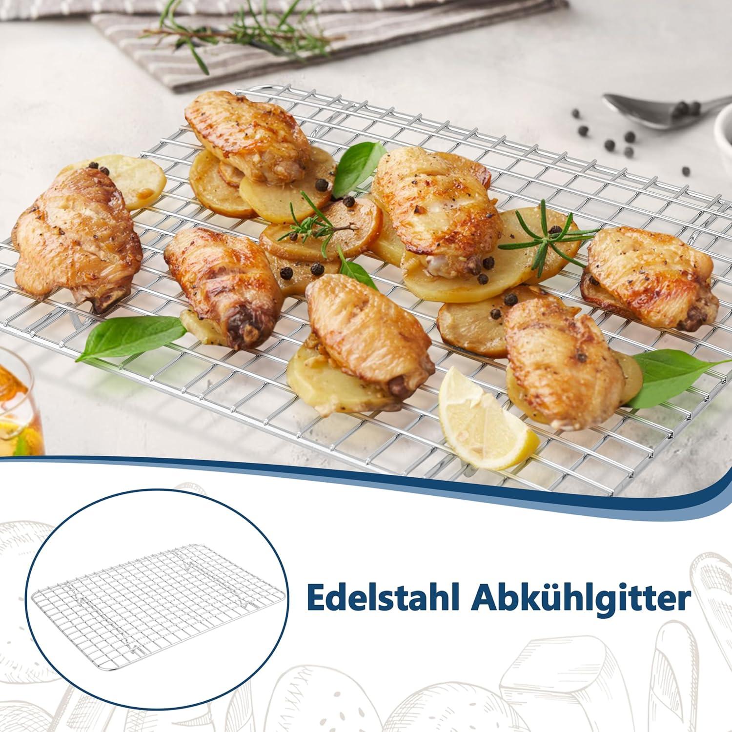 2er Set Edelstahl Kuchengitter 29,7x22,7x1,8cm Backgitter Abkühlgitter