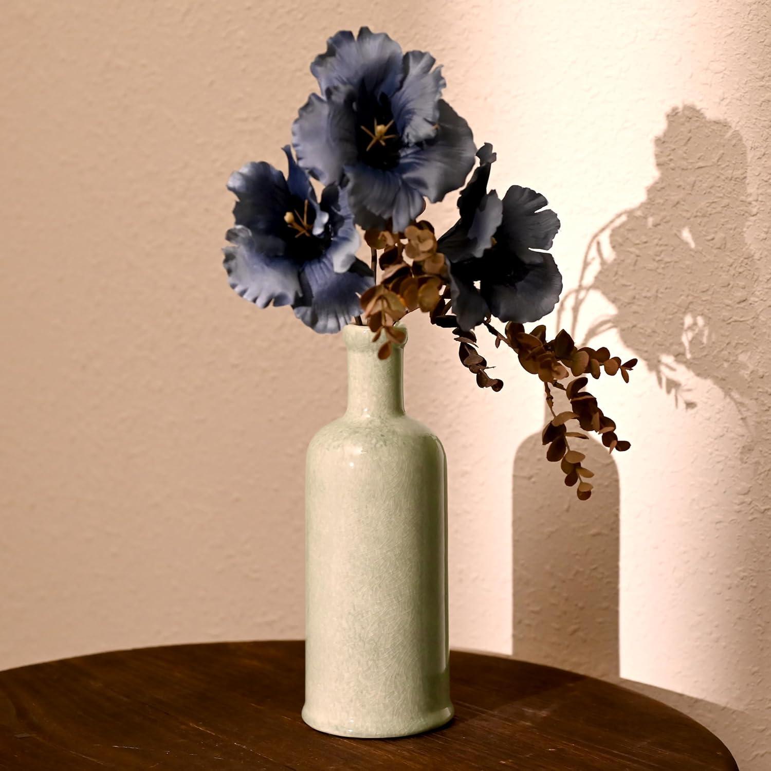 Grüne Vintage-Porzellan-Vase - Moderne Rustikale Deko 30cm