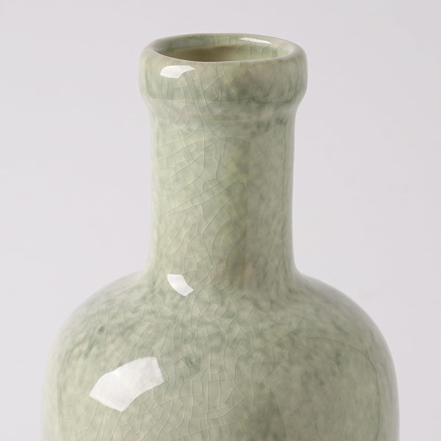 Grüne Vintage-Porzellan-Vase für Blumen 30cm Deko Zuhause