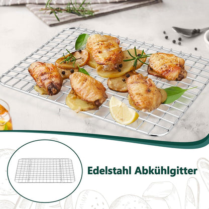 Homikit Edelstahl Abkühlgitter 2er Set Backgitter 22x16x1,8cm