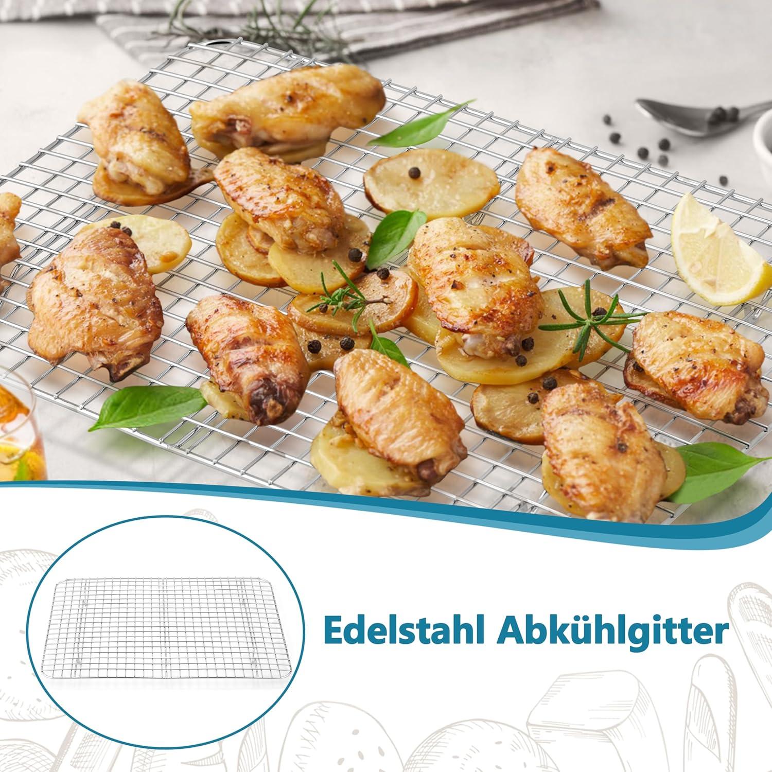 Homikit 2er Set Kuchengitter Edelstahl Backgitter Backrost groß 42x29cm